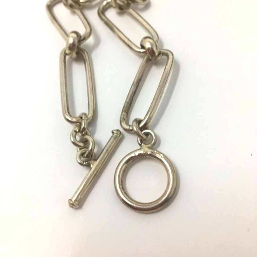 Sterling Silver Rectangular Oval Chain Link Toggl… - image 5